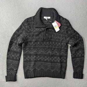 Calvin Klein Sweater Medium 4 Button Mock Neck Knit Warm Reflections Wool Blend - Picture 1 of 12