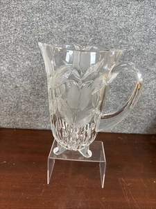 Brocca Tulipani Smerigliati Tre Piedi Taglio Cristallo Piombo Mikasa Alta 9" Made Germany - Foto 1 di 6
