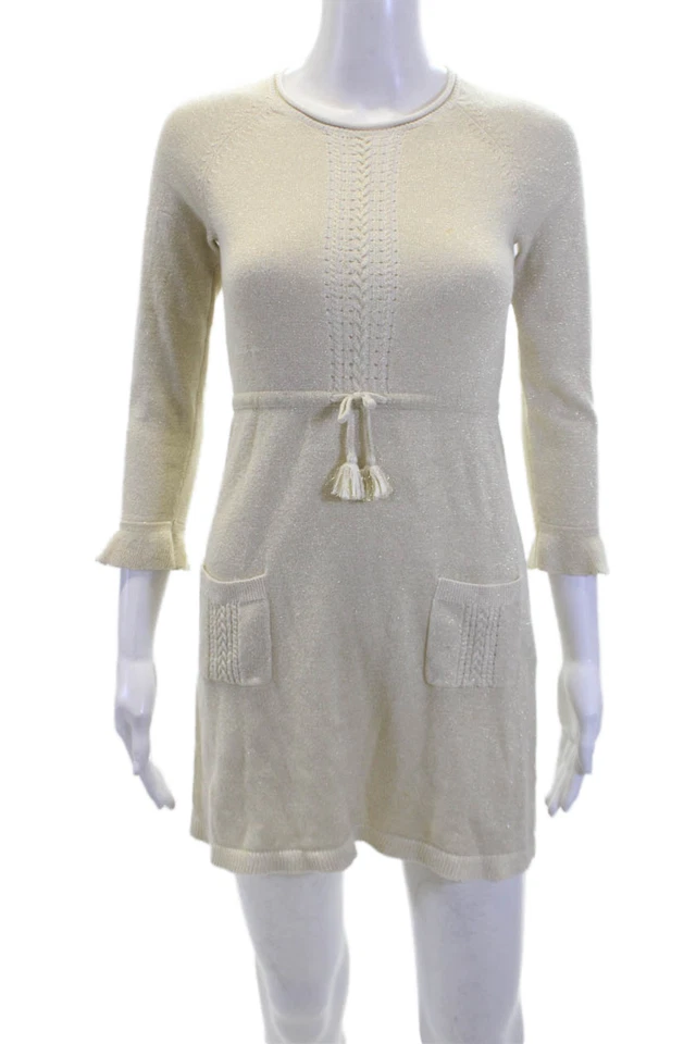 Мини-платье Lilly Pulitzer для девочек с длинными рукавами блестящее с зауженной талией бежевое размер 10 - Изображение 1 из 4