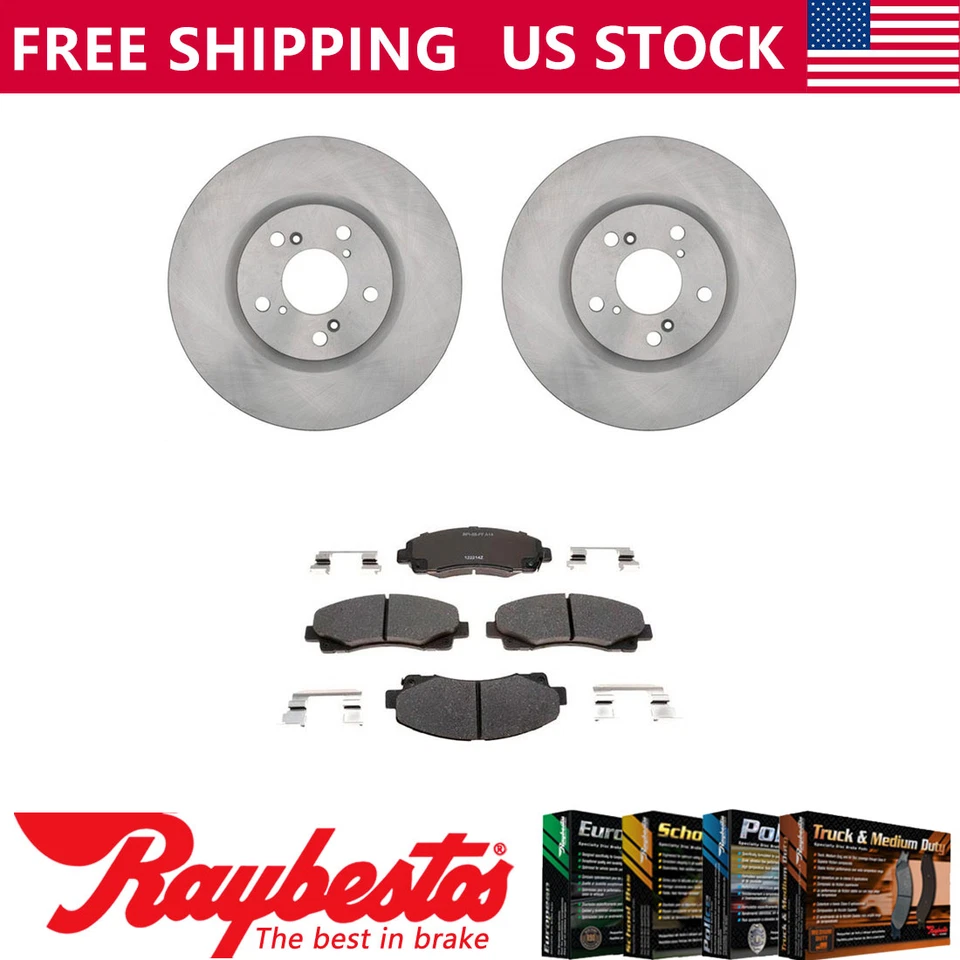 Kit de rotores de freno delanteros + pastillas de cerámica y herrajes para Honda Ridgeline 2006-2011 Foto 1 de 4