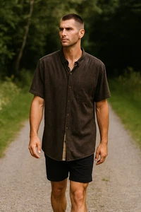 Craft + Flow Herren 3X schwarz/hellbraun Stretch Knopfleiste Freizeit Old Money adrette Hemd - Bild 1 von 14