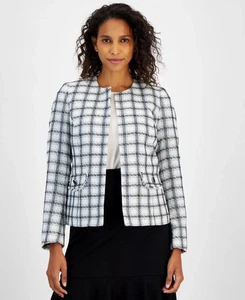 Kasper Women's Petite Jacket  Plaid Open-Front Blazer Size: 6 - Picture 1 of 4