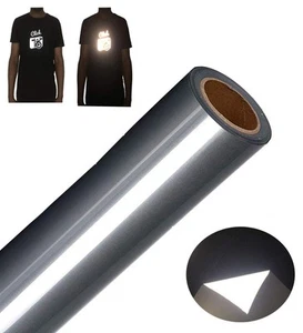 Heat Transfer Vinyl Reflective Dark Gray HTV Roll, 12" x 10ft Iron on Vinyl f... - Picture 1 of 7