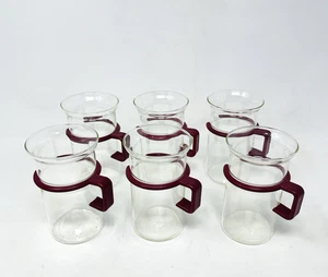 Juego de 6 tazas de té de café de vidrio Bodum rojo acrílico vintage retro Dinamarca moderno - Imagen 1 de 14