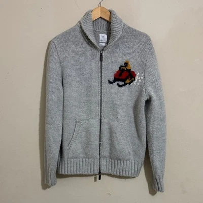 Gap x Michael Bastian Jet Ski Graphic Gray Wool Blend Zip-Up Cardigan size L - Image 1 of 4