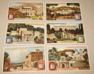 LIEBIG 6 CARD SET Roman Villas French Lithograph Victorian ANTIQUE VINTAGE 1800s - Picture 1 of 14