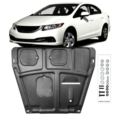 For Honda Civic 2013-2014 Under Engine Splash Guards Front Engine Mud Flaps - Image 1 of 4