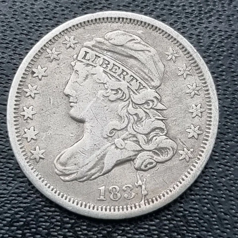 1837 Capped Bust Dime 10c Better Grade XF DIE BREAK THROUGH 7 #41216 Cover