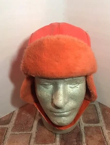 Artic Trooper Fitted Hat Vintage Flapper Orange Vinyl Dacron Cap Medium - Picture 1 of 8