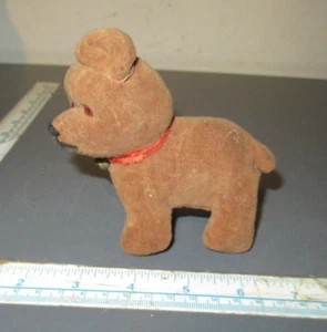 ANTIQUE STRAW FILLED GLASS EYES DOG BEAR - Picture 1 of 7