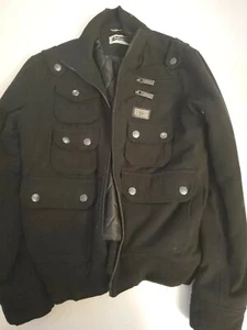 Blac Label Premium Men’s M Coat black pee coat style wool poly blend zip up - Picture 1 of 7