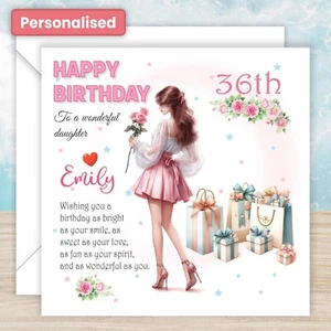 TARJETA DE FELIZ CUMPLEAÑOS PERSONALIZADA Niña Amiga Hija Nieta Hermana Regalos - Imagen 1 de 11