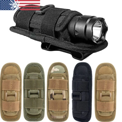 Tactical Flashlight Holster Duty Belt Pouch Rotatable Clip 360 Degree Holder US
