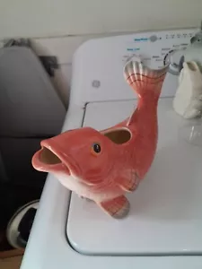 Vintage FITZ AND FLOYD Classics Coral FISH PITCHER VASE 10" long, As-Is - Picture 1 of 13