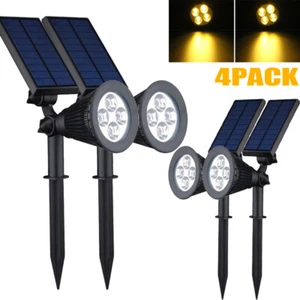 4 Pack Solar Spot Lights Outdoor Waterproof LED Yard Garden Pathway Warm Light - Picture 1 of 12