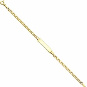 14k Yellow Gold Hollow Curb Link Baby ID Bracelet Esclava Oro Solido Bebe 6" - Picture 1 of 3