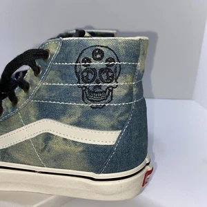 Vans Herren Größe 8,5 Totenkopf Stickerei Sk8-Hi Tapered Denim Olivblau Skateschuhe - Bild 1 von 12
