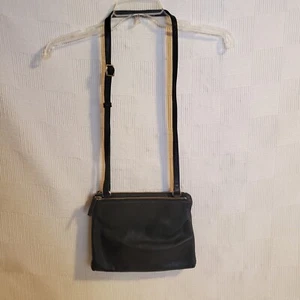 Margot Umhängetasche Doppelreißverschluss schwarz weiches Leder Handtasche - Bild 1 von 18