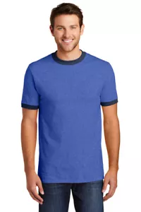 Port & Company PC54R Mens Retro Ringer Tee Short Sleeve Cotton T-Shirt Plain - Picture 1 of 16