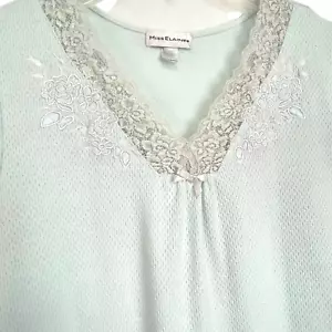 Miss Elaine Short Nightgown Size S Short Slv Embroidered Lace-Trimmed V-Neckline - Picture 1 of 6