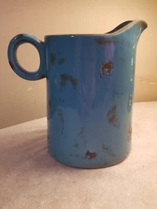Vintage Mottled Glaze 8 1/2" Turquoise Water Pitcher - Picture 1 of 4