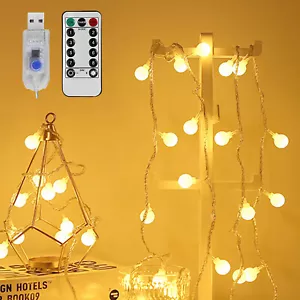 19.7 Feet 40 Led 8 Modes USB String Lights Indoor Outdoor Hanging Lights - Picture 1 of 8