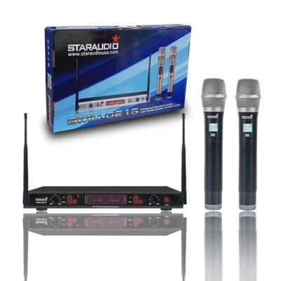 UHF Wireless Microphone System Dynamic 2 Channel Handheld Mic Karaoke Church Mic - Image 1 of 4