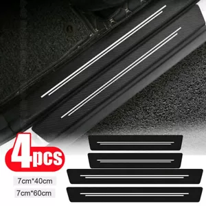 Carbon Fiber Leather Car Door Sill Anti Slip Protector Strip Sticker Accessories - Picture 1 of 15