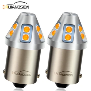 2PC 1156 R5W BA15S 3030 LED 10-60V Indicator Turn Signal Light Bulb Amber Yellow - Imagen 1 de 9