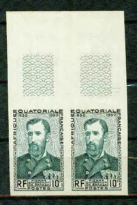 F.E.A -1951– SAVORGNAN DE BRAZZA-  IMPERF UPPER SELVEDGE PAIR–VF** - Picture 1 of 1
