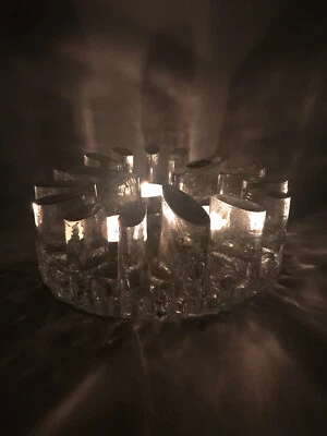 (K12) Stövchen Teewärmer Rechaud Leuchter Glas massiv 3 Teelichter Vintage - Bild 1 von 4