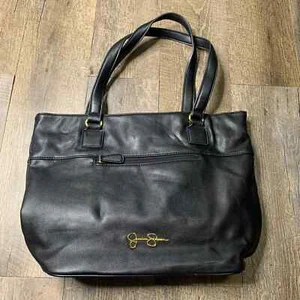 Jessica Simpson Purse Shoulder Bag Black Leather Pleated Back Double Handle* - Picture 1 of 11
