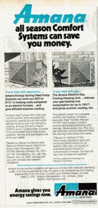 1977 Vintage Print Ad Amana all season Comfort Systems can save you money Heat - Picture 1 of 2