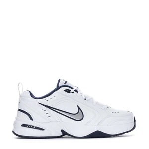 Men's NIKE AIR MONARCH IV 415445-102 White Metallic Silver Navy Shoes - Picture 1 of 5