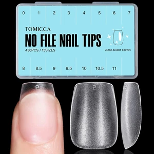 Extra Short Coffin Nail Tips, 450Pcs Full Cover Gel Nail Tips for Extension Mani - Picture 1 of 12