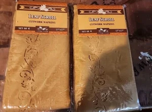 2 Packungen Blatt Schnörkel Schnittmuster. Insgesamt 8 Stoffservietten. Gold, Orange  - Bild 1 von 4