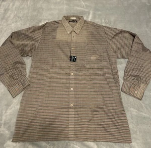 Vintage 80’s Sasson Button Up Shirt Striped Men’s Sz XL(17) Red And Gray NWT - Picture 1 of 11