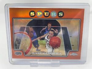 NICE Manu Ginobili 2008 Topps Chrome Basketball #63 Spurs Orange Refractor /499