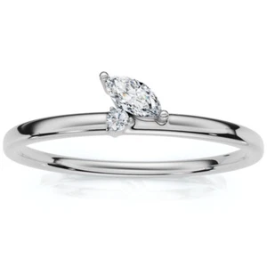 Marquise Diamond Stackable Wedding Ring Women's Anniversary Band 14k Gold - Picture 1 of 9