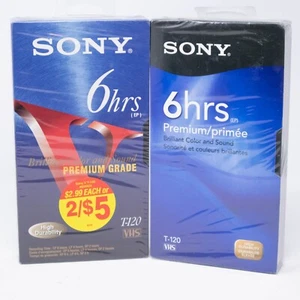 Cinta VHS Sony T120 Premium 6 horas y cinta VHS Sony V grado premium sellada nueva - Imagen 1 de 6