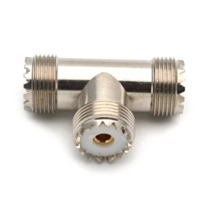 1PC SL16 UHF PL259 Male to UHF SO239 Double Female Connector UHF Type 3 Way - Zdjęcie 1 z 8