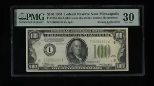 DBR 1934 $100 LGS FRN Minneapolis Fr. 2152-Ilgs PMG 30 Serial I00054144A - Picture 1 of 2