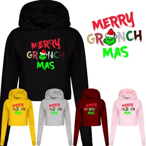Feliz Grinchmas Damas Sudadera con Capucha Feliz Navidad Novedad Navidad Regalo Mujer Capucha Recortada - Imagen 1 de 12