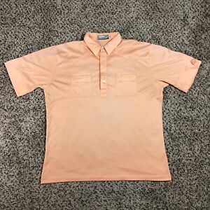 VTG 80s Sahara Emerald Bay Golf Men Sz 2XL Peach Double Pocket Polo Shirt