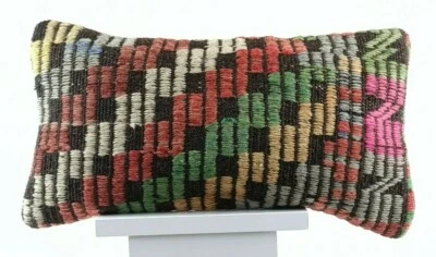 8"x16" Kilim Pillow Cover Handwoven Turkish Rug Traditional Oriental Lumbar E732 - Image 1 of 4