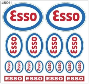 DECAL AUFKLEBER BOGEN "ESSO" FÜR 1:12 1:10 & 1:8 MODELLE # 80011 - Bild 1 von 1