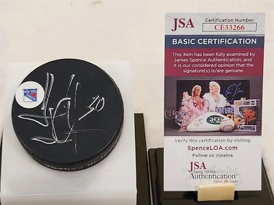 HENRIK LUNDQVIST signed RANGERS puck JSA COA - Image 1 of 2