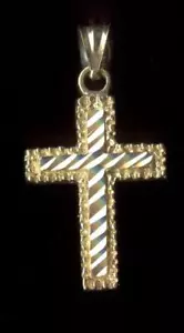 10K 1,59 Gramm 29mm Massiv Gelbgold Jesus Kreuz Kruzifix Diamantschliff Anhänger So - Bild 1 von 2