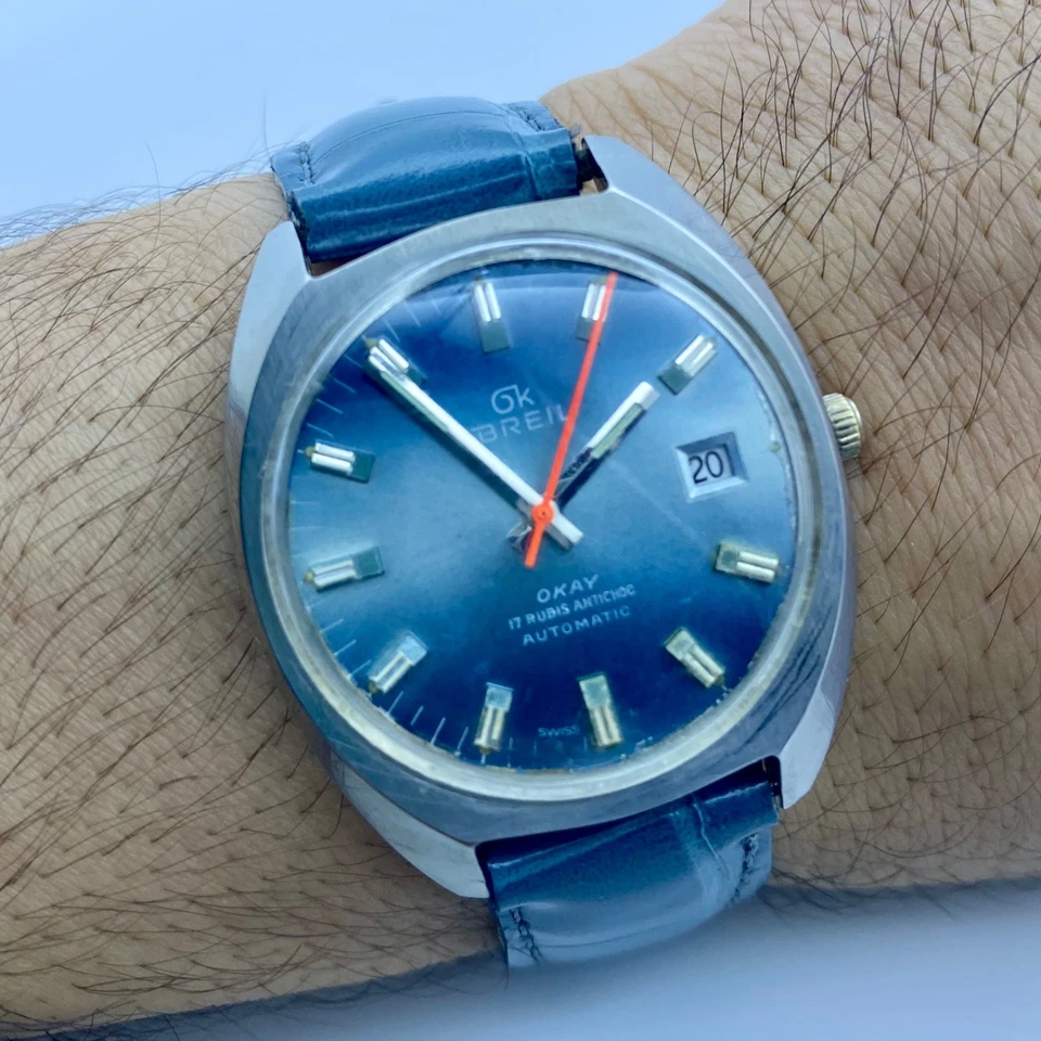 1970s Vintage Watch OK Breil OKAY Automatic Swiss Made - Blue Dial 37mm - Image 1 of 4