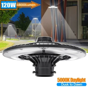 120Watt LED Post Top Light Dusk to Dawn Outdoor Garden Street Area Light Fixture - Picture 1 of 14